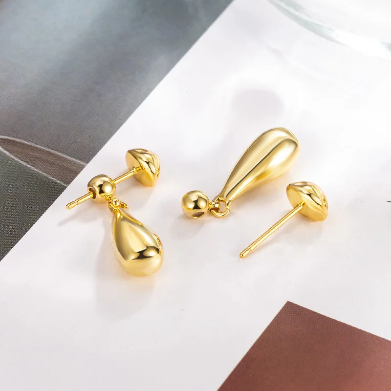 Water Droplet Shaped Earrings Two Ways To Wear Simple Design Personality Simplicity High-End Feeling Earrings Accessories e1247