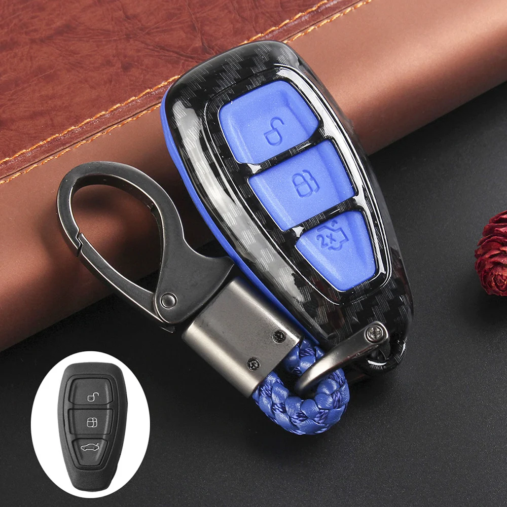 Carbon Fiber Car Remote Key Fob Case Shell Cover Replacement For Fords/Focus/Fiesta/Kuga/C-Max Automotive  Accessories
