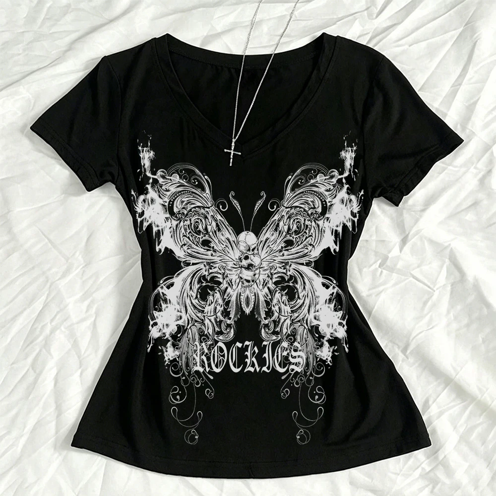 Summer Clothing Baby Girl - Y2k-Kleidung, Grunge-Crop-Top, lässiges Damen-T-Shirt, E-Girl-Baby-T-Shirt, figurbetont,
