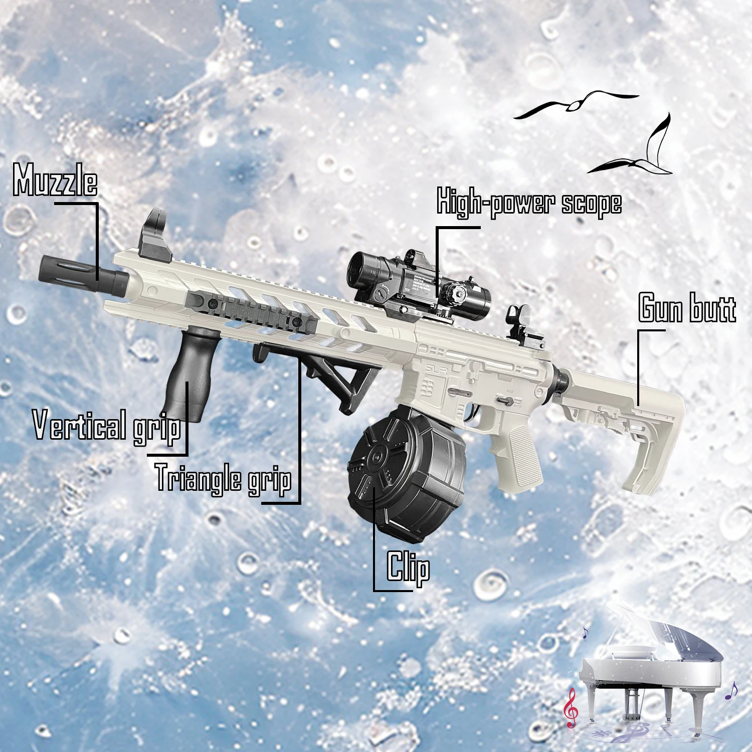 M416 gelbal speelgoedpistool, handmatige elektromodus, kan 7-8 mm Orbeez brandt, geschikt voor buitenspellen voor jongeren, Kerstmis, Halloweenfestival