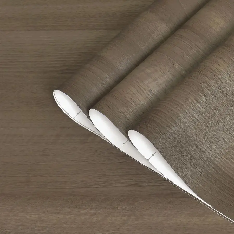 

Сверхширокая самоклеящаяся пленка под темное дерево (оттенок тауп-серый орех), матовая, утолщенная, съемная, виниловая, для стен