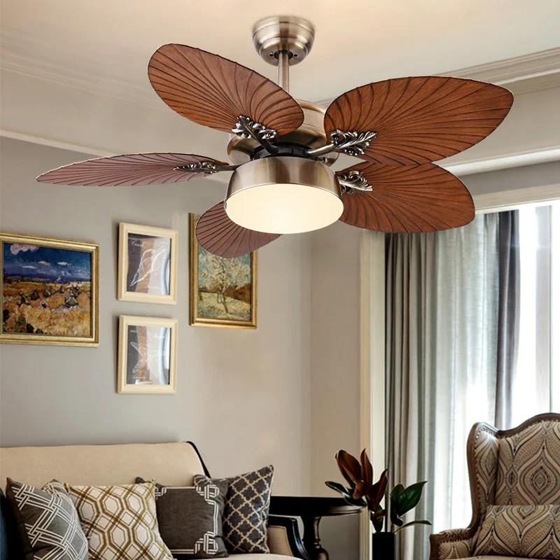 Restaurant Inverter Fan Light Bedroom Ceiling American Ceiling Fan Light with Light South East Asia Style Fan Vintage