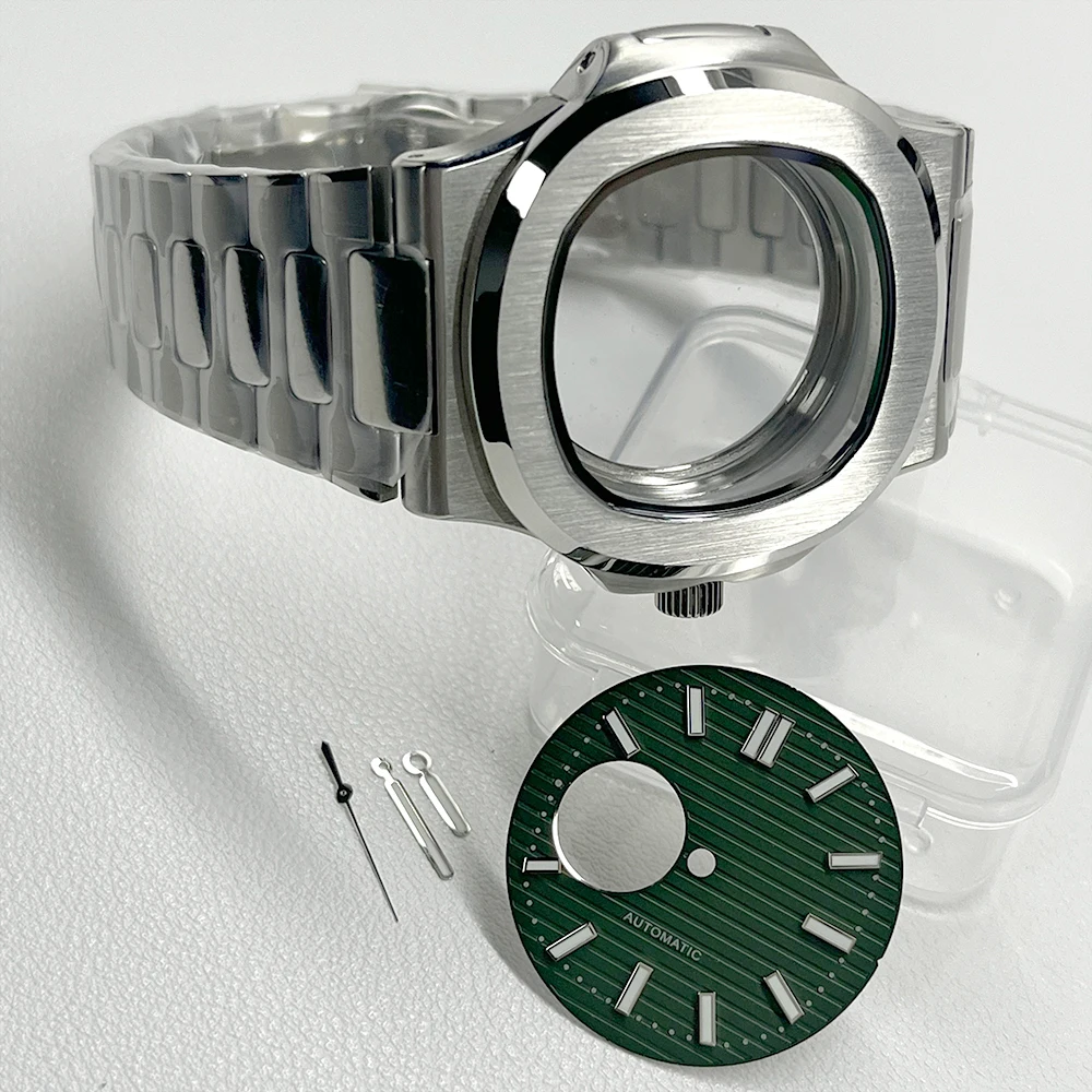 30.5mm dial with green-lumed hands and the 42mm stainless steel case and bracelet are suitable for NH38 movement components