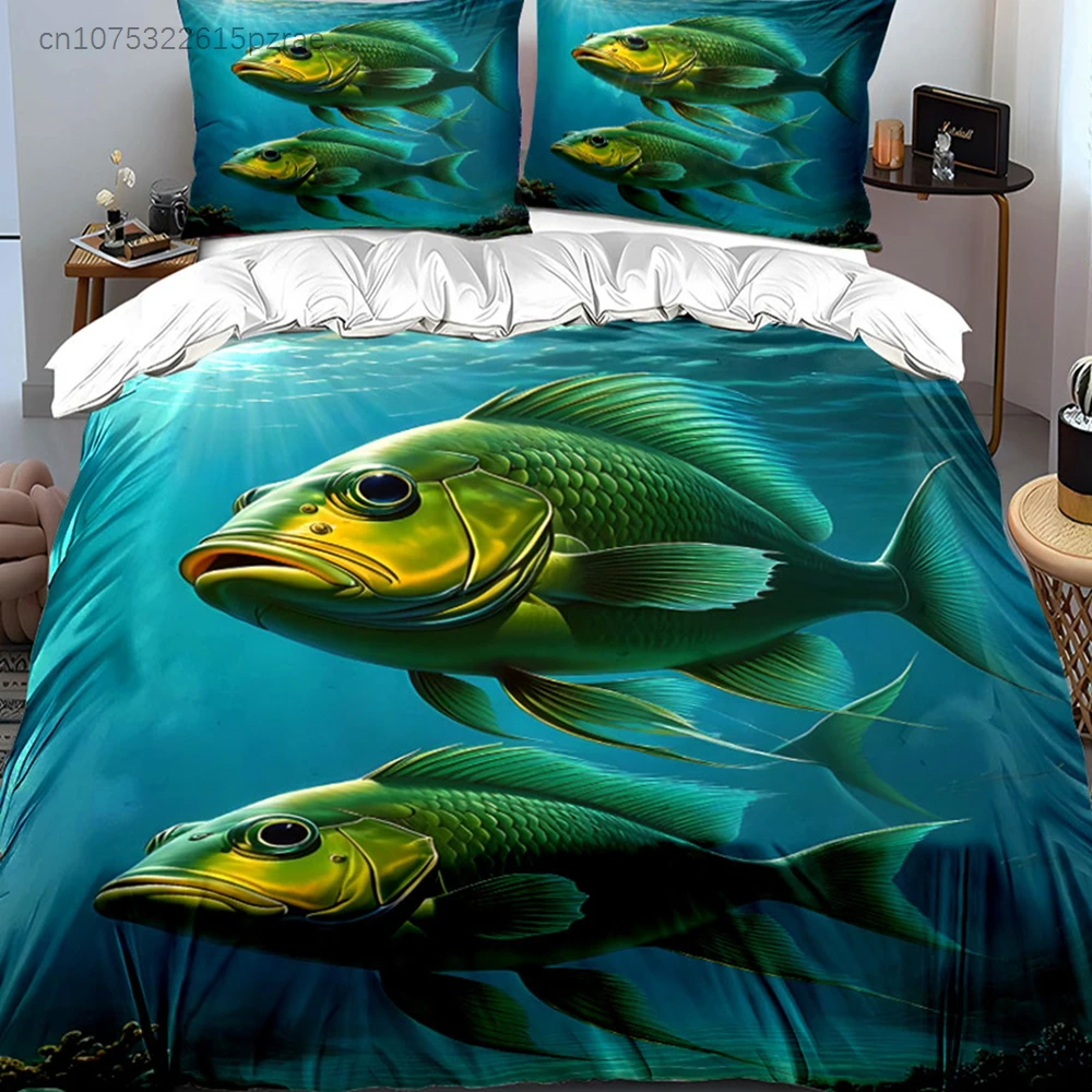 Underwater Fish Decor Set Multiple Sizes kid's And adults' Bedroom Exquisite 3PC Bedding set, Gift