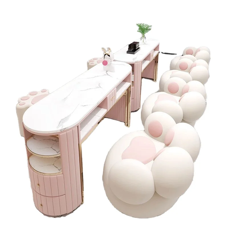

Beauty Furniture Marble Top Professional Manicure Table Nails Manicure Table and Chair Luxury Nail Station Set