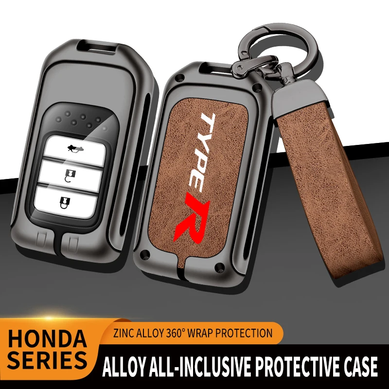 Car TPU Zinc Alloy Key Case Bag For Honda TYPE R Accord Civic HRV CRV CITY Jazz Odyssey Spirior FIT Car KeyChain Metal Key Shell