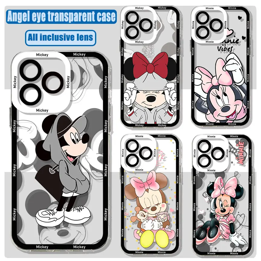 Cute M-Mickey Minnie Phone Case For iPhone 15 14 13 12 11 Mini Pro Max X XR XSMax 6S 6 7 8 Plus SE20 Transparent Cover