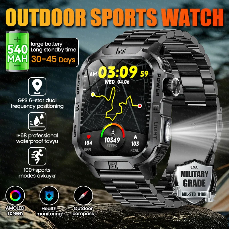 Nuevo Reloj Inteligente Deportivo para Hombre 2026, GPS, Brújula, Batería de 540 mAh, Resistente al Agua 30M, Conexión Telefónica, Llamadas Bluetooth