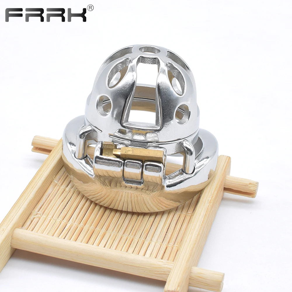 FRRK Small Chastity Cage with Silicone Urethral for Men Adult Supplies Penis Rings Sex Stocking Intimate Products BDSM Toy