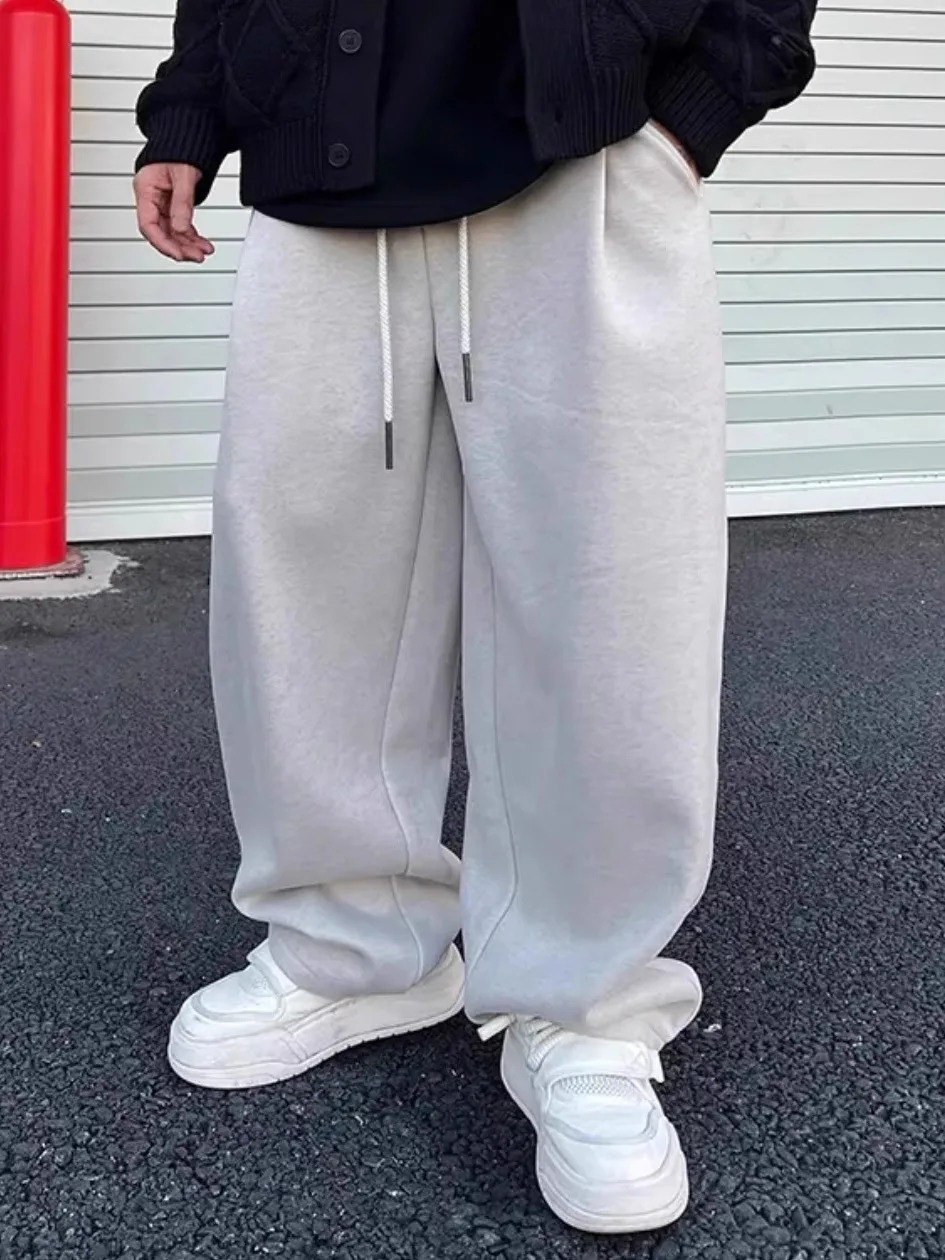 

Мужские зимние повседневные брюки Thiened Fce с широкими штанинами, спортивные спортивные штаны, универсальные повседневные брюки с защитой от холода, дизайн ножа