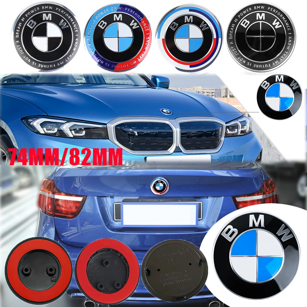 74MM 82MM Car Front Hood Emblem Rear Trunk Replacement Badge Sticker Auto Decoration For BMW 50th Anniversary Logo Accessories