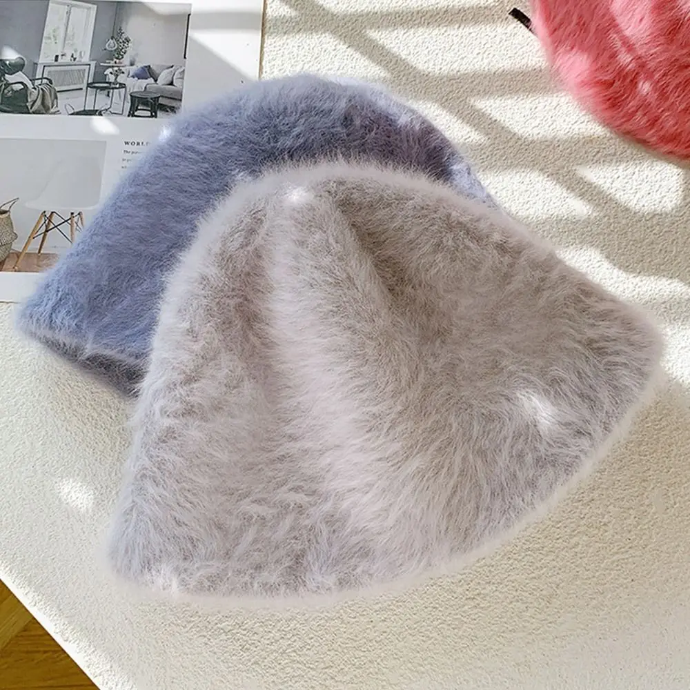 Gorro de pescador peludo y cálido para mujer, gorro de pescador de felpa para exteriores, gorro de sol suave para invierno
