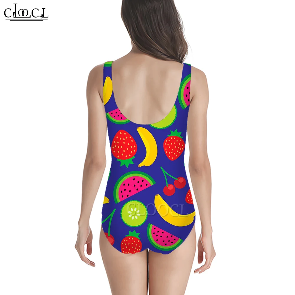 CLOOCL Swimming Suit for Women Cartoon Fruit Pattern Sleeveless Cooling Bathing Monokini Quick-drying Clothing Harajuku Swimsuit