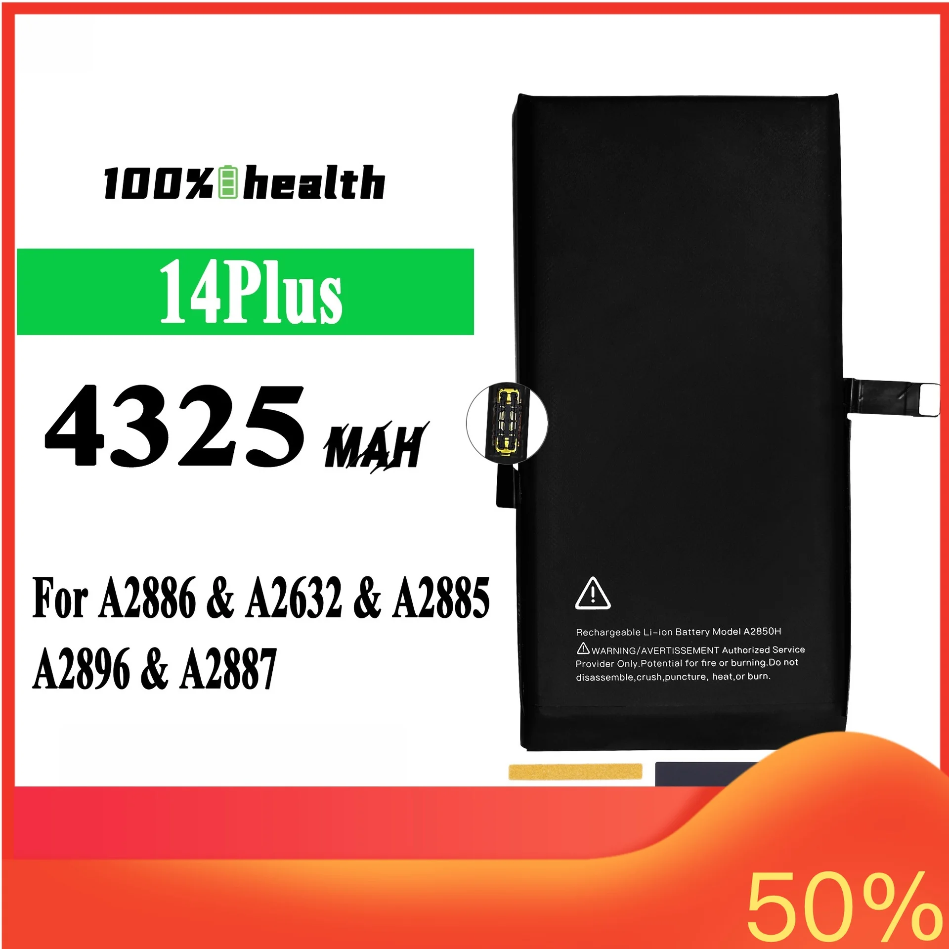 

4325mAh Mobile Phone Battery for Apple IPhone 14 Plus A2886 A2632 A2885 A2896 A2886 High-capacity Lithium Rechargeable Battery
