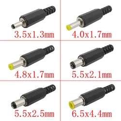 10Pcs DC Power Male Plug Adapter 3.5x1.3mm 4.0x1.7mm 4.8x1.7mm 5.5x2.1mm 5.5x2.5mm 6.5x4.4mm Plugs Jack Soldering Wire Connector