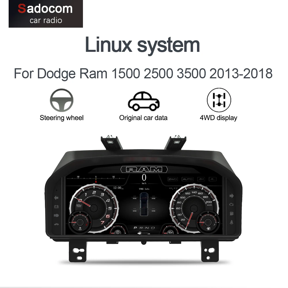 

13.1" LCD Digital cluster Dashboard Panel For Dodge Ram 1500 2500 3500 2013-2018 Cluster Virtual Speedometer Screen Instrument