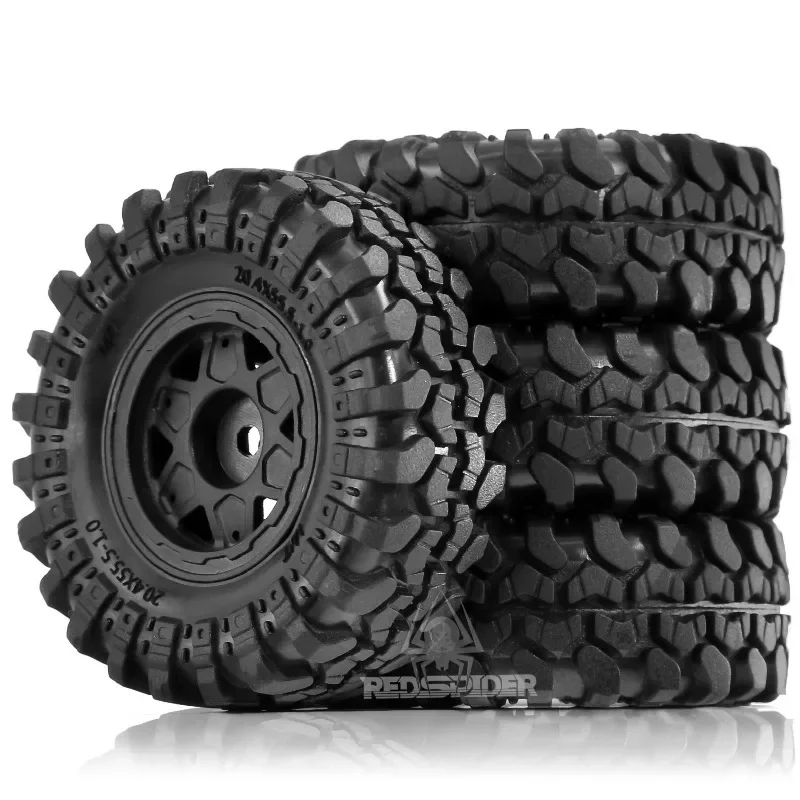 4pcs 1.0'' Crawler Tires and Plastic Beadlock Wheels for 1/24 RC Crawler Axial SCX24 90081 AXI00001 FCX24