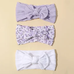 3Pcs/Set Purple Series Baby Headband Elastic Print Bowknot Hairband Kids Headwear Hair Accessories for Newborn Infant Toddlers