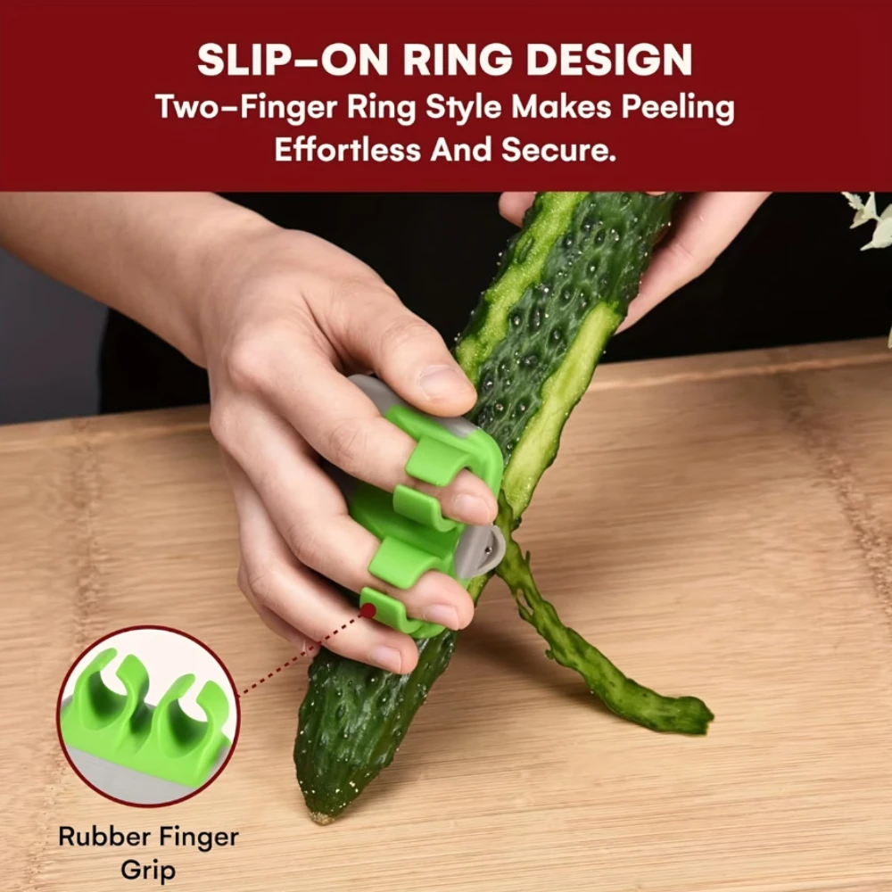 3pcs Fruit and Vegetable Peeler Set - Includes 3 Finger and Palm Peelers Features Comfortable Rubber Finger Grips