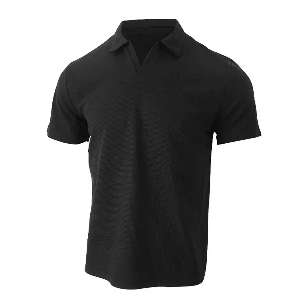 

2026 Men Waffle Golf Shirt Short Sleeve Turndown Collar Shirt Textured Casual Summer Shirt for Office Street Vacation Beach Wear