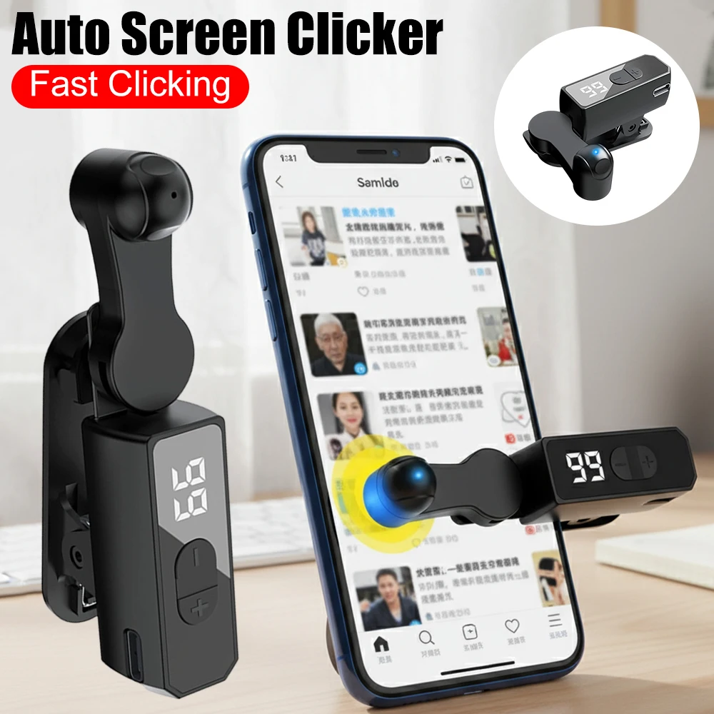 Fast Click Simulation Finger Continuous Click for Smart Phone Automatic Clicker for Game Live Broadcasts Likes Reward Task