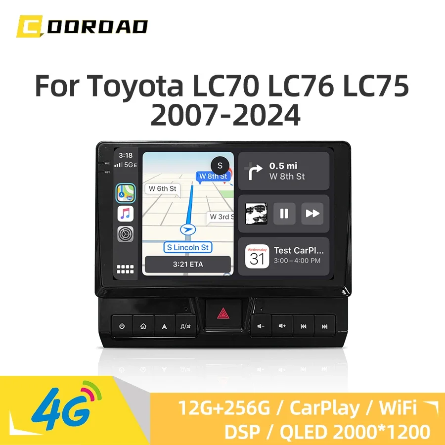 Android 14.0 Car Radio For Toyota Cruiser LC70 LC76 LC75 2007-2024 CarPlay GPS Navigation 4G WiFi DSP Stereo Multimedia Player