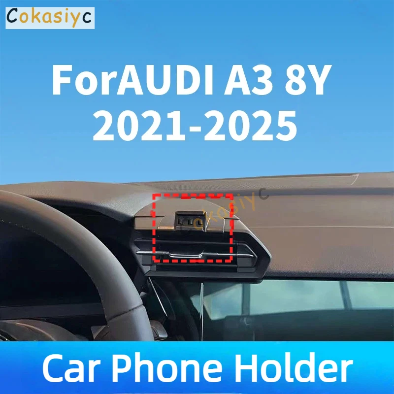 Держатель для телефона в автомобиль AUDI A3 8Y 2021-2025, специальное крепление, беспроводная зарядка, гравитационный, для аксессуаров салона автомобиля