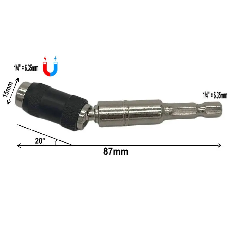 Herramienta de taladro de punta de tornillo magnético, soporte de brocas de bloqueo de cambio rápido, guía de accionamiento, extensiones de brocas, 1/4"