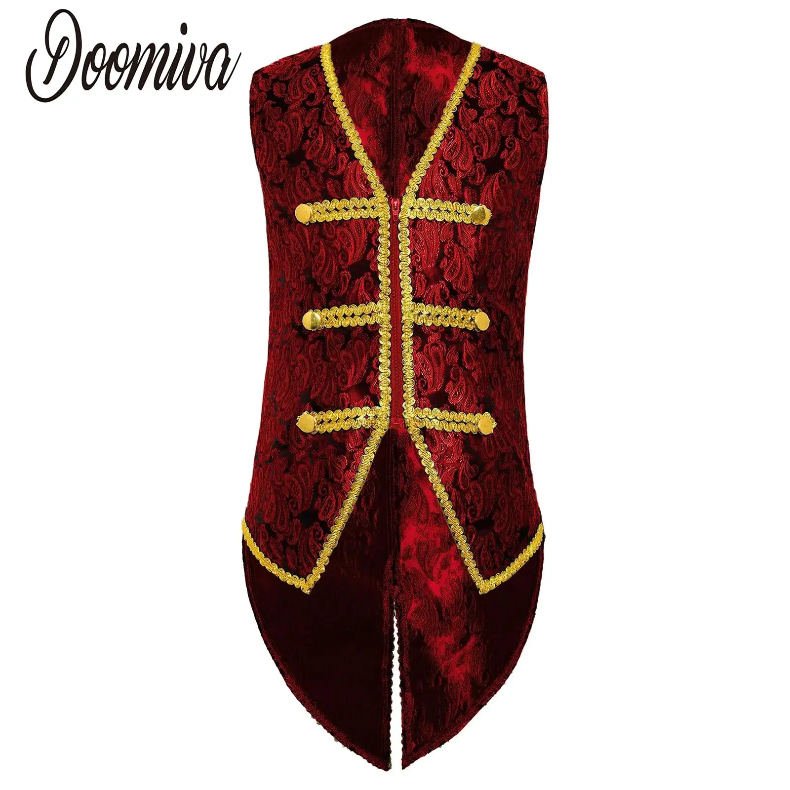 

Kid Boys Medieval Renaissance Waistcoat Gold Trim Embroidery Tailcoat Vest Victorian Vintage Steampunk Clothes Halloween Costume