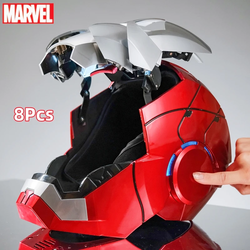 Hot New Marvel Mk5 Iron Man Helmet Voice Control 8-piece Opening And Closing Chinese English Luminous Mask Collect Halloween Toy