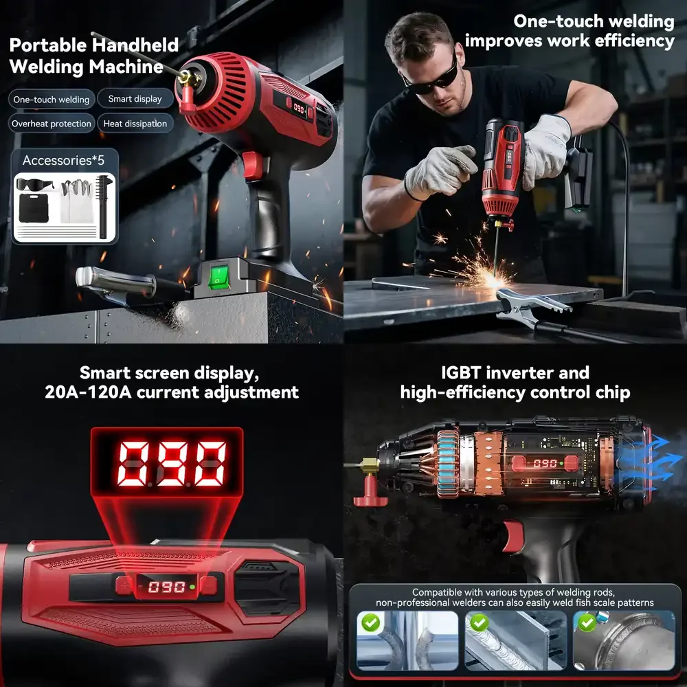 

High Efficiency Portable Electric Welder Handheld Welding Machine IGBT Inverter Safe and Stable