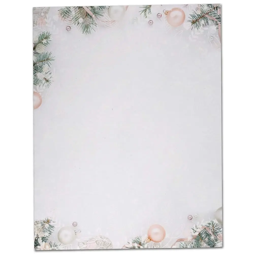 

Набор рождественских украшений для елки цвета розового золота и зимних праздничных канцелярских принадлежностей - набор из 60 листов рождественской бумаги для писем