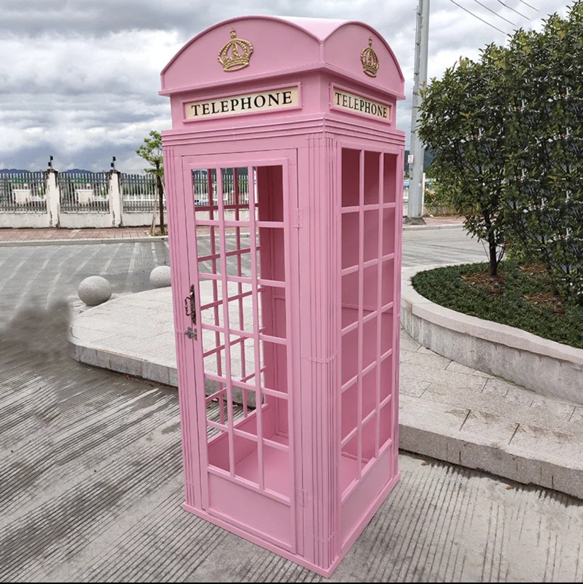 Wedding event party outdoor indoor metallic pink purple decorated london phone booth