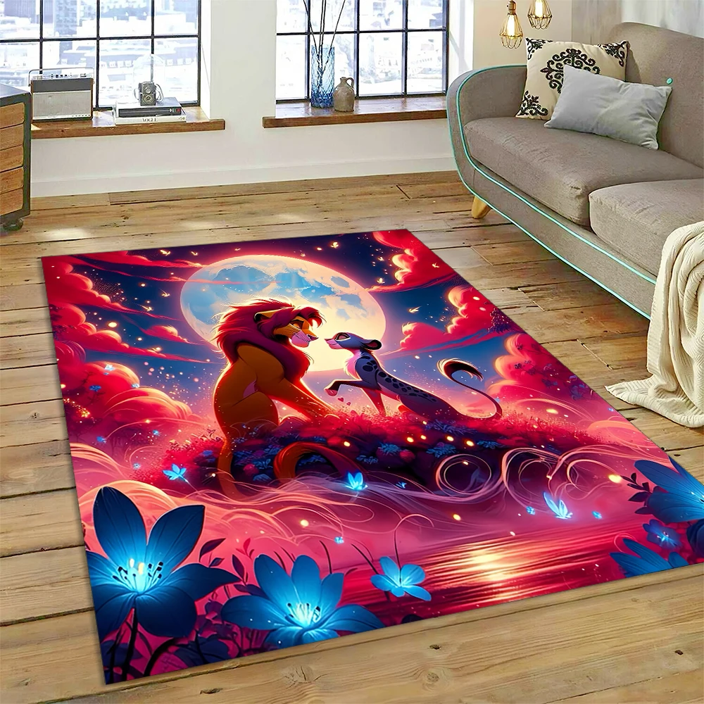 Simba el Rey León Retro Disney dibujos animados alfombra alfombras para sala de estar dormitorio sofá felpudo decoración, alfombra antideslizante para niños