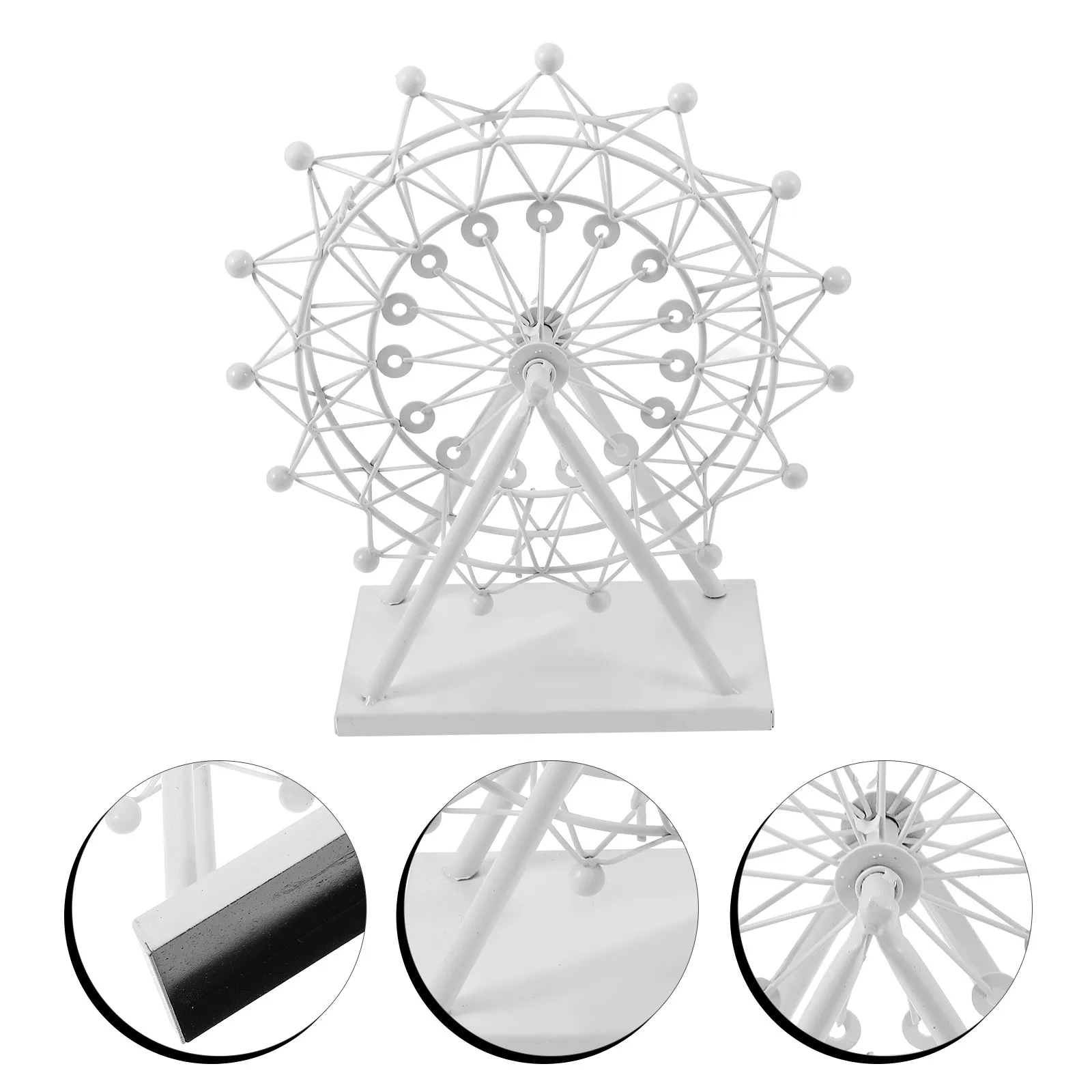 White Iron Vintage Ferris Wheel Decorative Ornament Small Size Home Office Desk Decor Romantic Table Centerpiece Metal Ferris