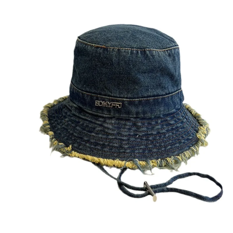 2025 الخام حافة غسلها الدينيم قبعة بحافة للجنسين الأزواج في الهواء الطلق قبعة الشمس قابل للتعديل الرباط الخارجي حماية من الأشعة فوق البنفسجية العصرية