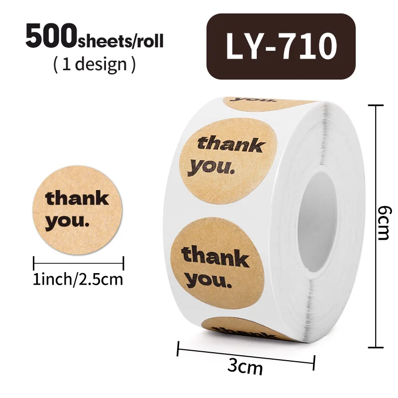 100-500 قطعة بسيطة بيضاء شفافة شكرًا لك ملصق الختم الدائري ملصقات الهدايا لملصق تزيين التغليف محلية الصنع #3