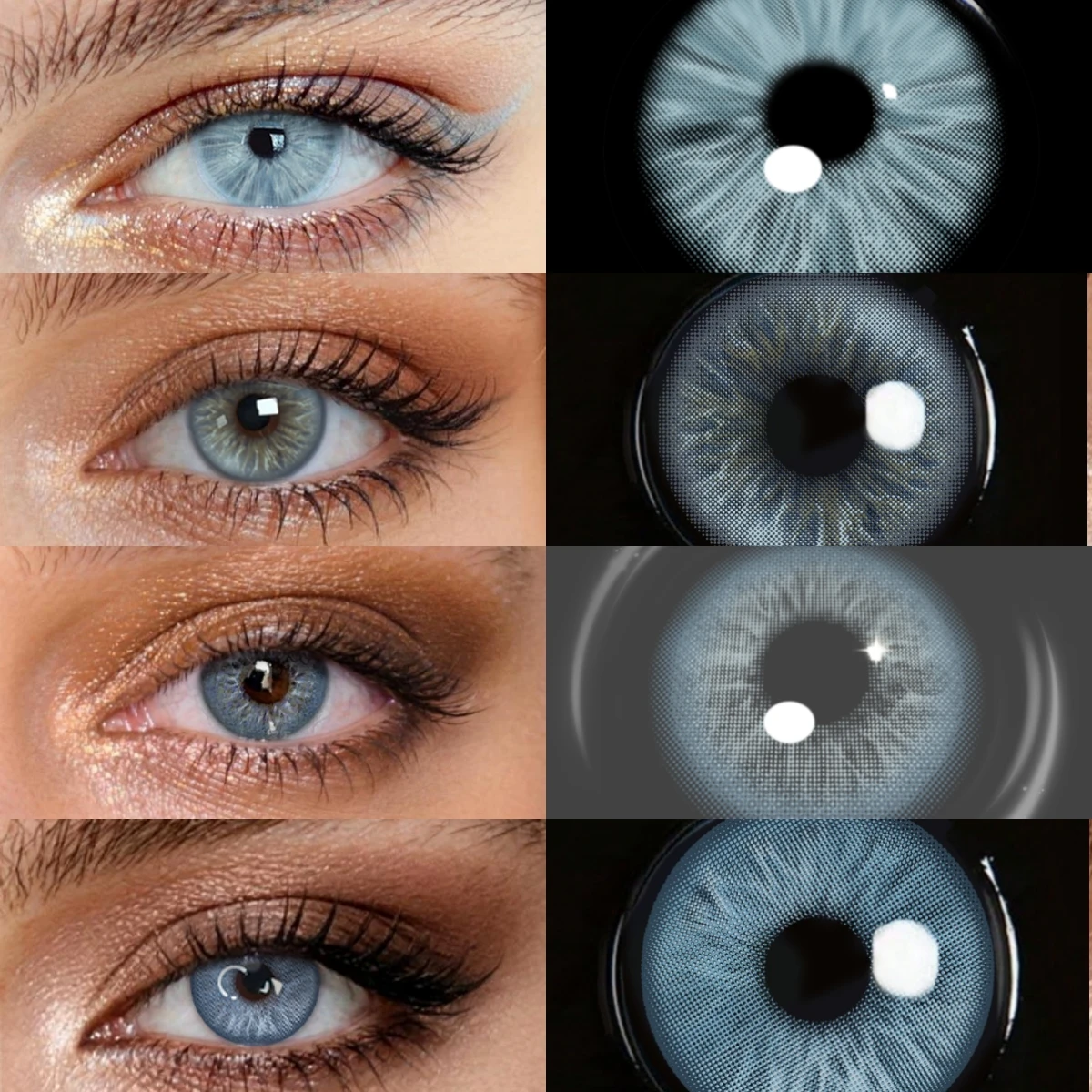 VISUASHOW Iris Blue 2 Stück Halbjährlich Austauschbare Weiche Natürliche Farbige Kontaktlinsen für Tägliches Kosmetisches Augen-Make-up