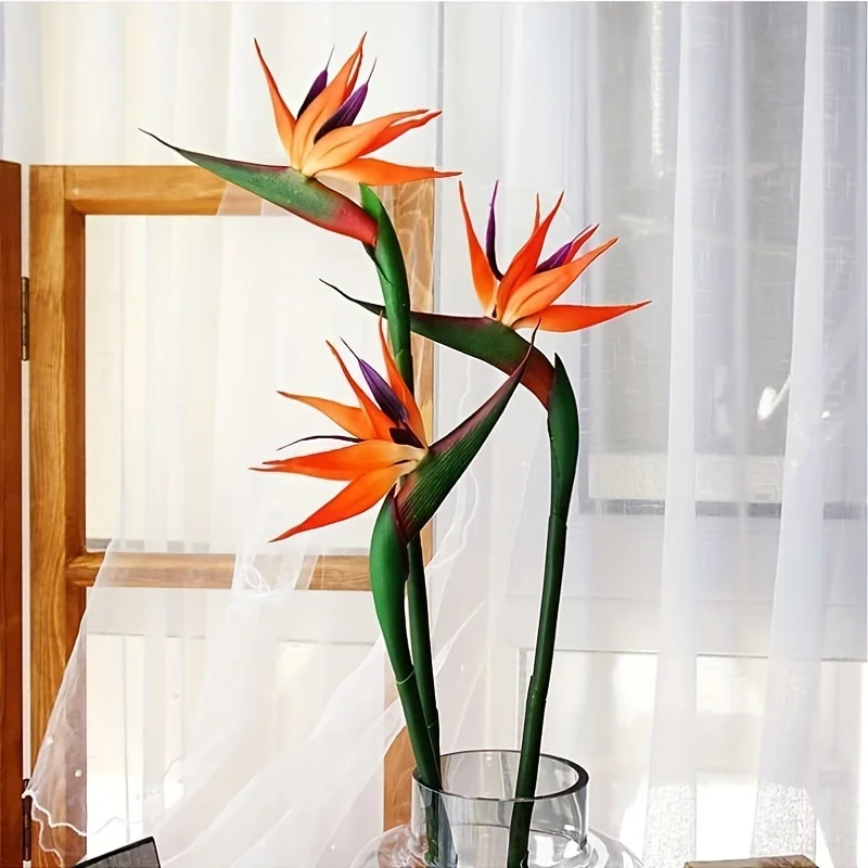1/3 Piezas de Flores Artificiales de Ave del Paraíso, Flor de Strelitzia de Goma con Tallo Largo, Adecuada para Decoración Temática de Fiestas y Hogar DIY