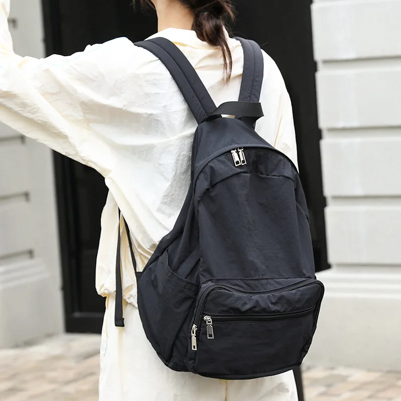 Summer Bag Back To School Black Backpack Personalized Nylon Overnight Bag Laptop Compartment Women Backpack