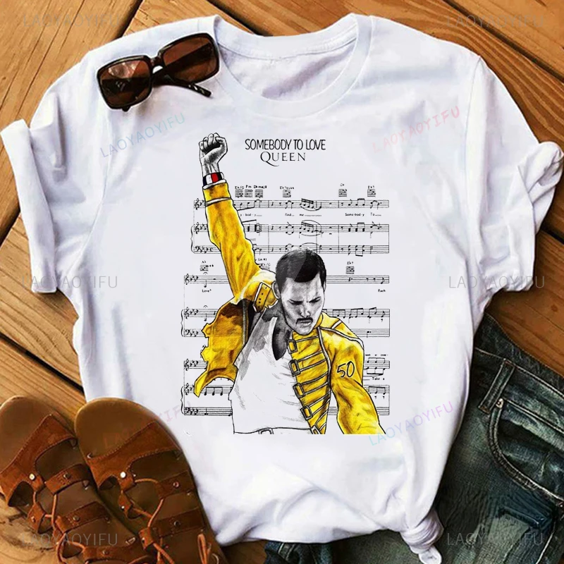 The Queen Band Freddie Mercury Play The Piano Funny T Shirt Men Male Hip Hop Rock Hipster Short Sleeve O Neck  T-Shirt