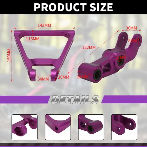 Imagen 2 del producto Amortiguador trasero CNC, triángulo de conexión para motocicleta Surron Sur ron Segway X160 X260 Light Bee X, bicicleta eléctrica de cross de aluminio