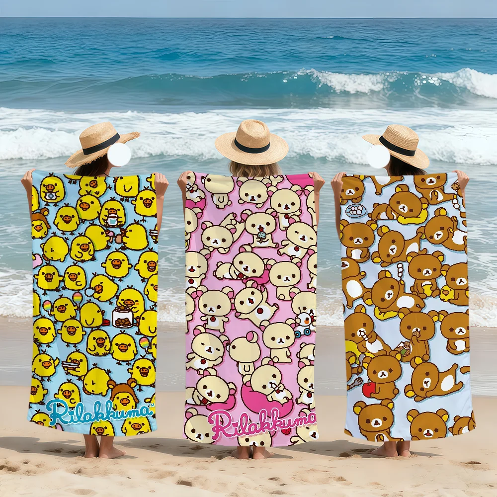 Cute Bear Face Fun Art R-Rilakkuma Towel Beach Towels Soft Quick Dry Pool Towel For Travel Gym Bathing Spa Camp Sport Gift