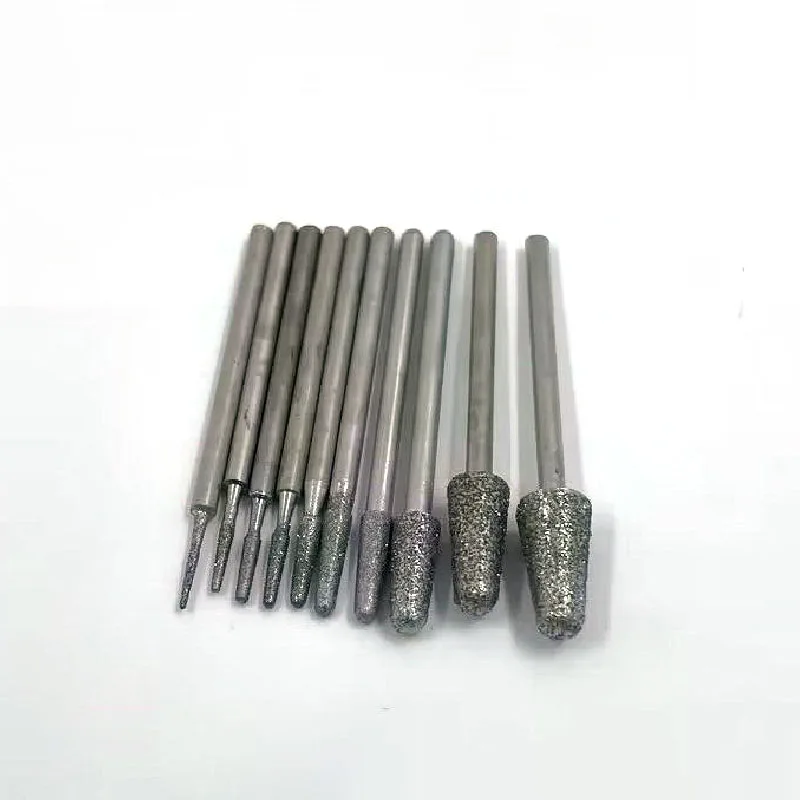 1-10mm Pointed Diamond Grind Needle Head Grinding Burrs Drill Bit 2.35/3mm Shank