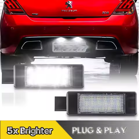 2Pc For Citroen C3 C4 C5 III LED Number License Plate Light Lamps For Peugeot 207 CC 308 MK2 2008 208 Car Accessoreis OEM#6340G3