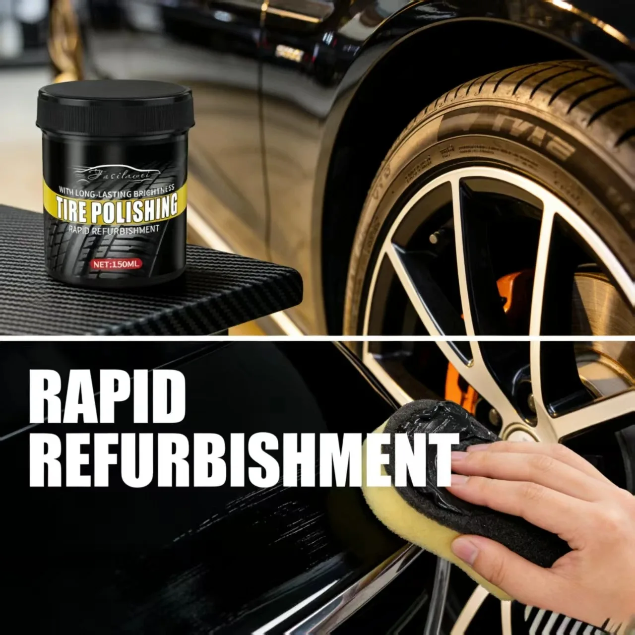 Fasilawei 150ML Tire Polishing Paste For BNM - Long-Lasting Brightness Tire Refurbishment Agent, Rapid Auto Tire Shine & Care Ma