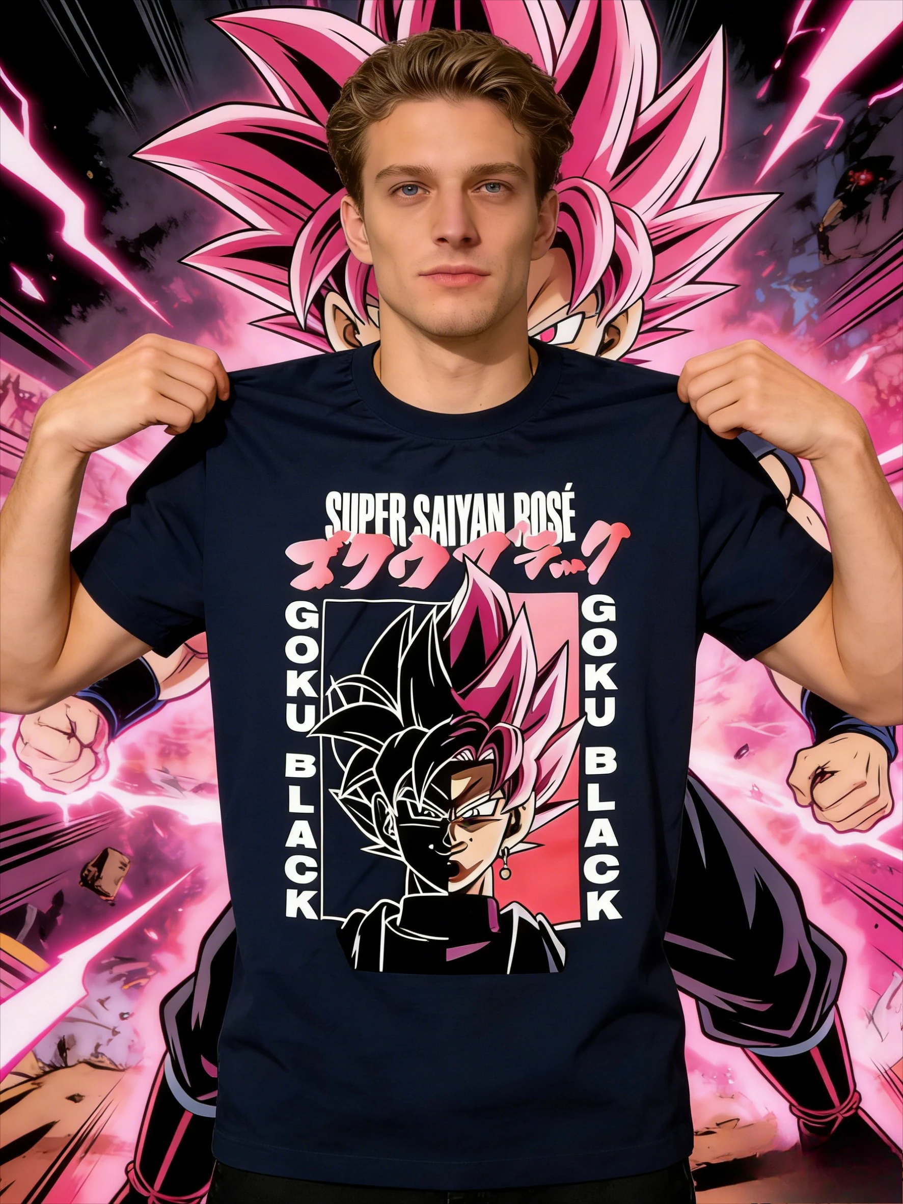 

Футболка мужская летняя 2026 Dragon Ball винтажная аниме-футболка из чистого хлопка свободного кроя повседневная с принтом Гоку Блэк Супер Сайян Роза для повседневной носки и занятий спортом