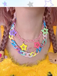 Y2K Millennium Spicy Girl Dopamine Girl Star Colorful Necklace Personalized Design Fashion Collar Jewelry Necklace