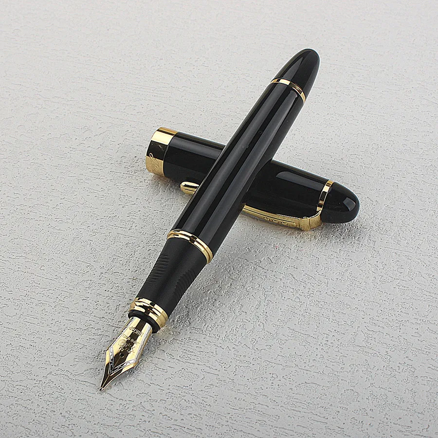 

Jinhao 450 Executive Fountain Pen - Ergonomic Metal Calligraphy Pen with Golden Clip, Fine Nib & Converter for Business