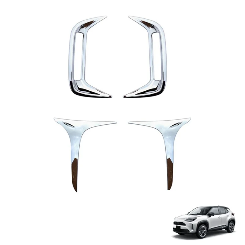 Front Lamp Fog Frame+Rear Lamp Fog Frame Kit for Toyota Yaris Cross 2020 2021